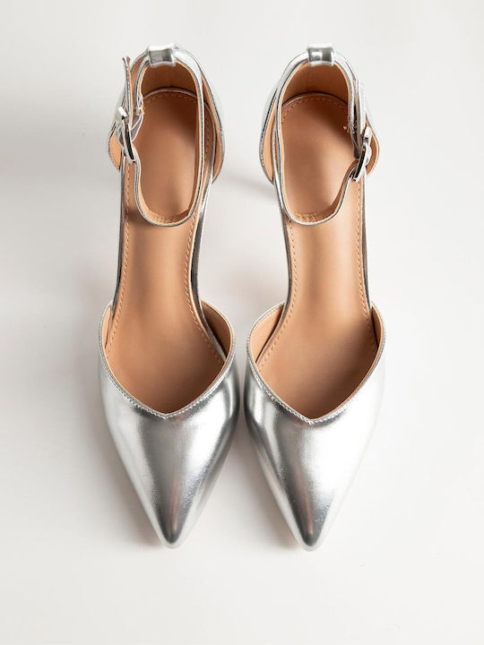 Pantofi cu toc cu Toc Stiletto & Curea Argintiu
