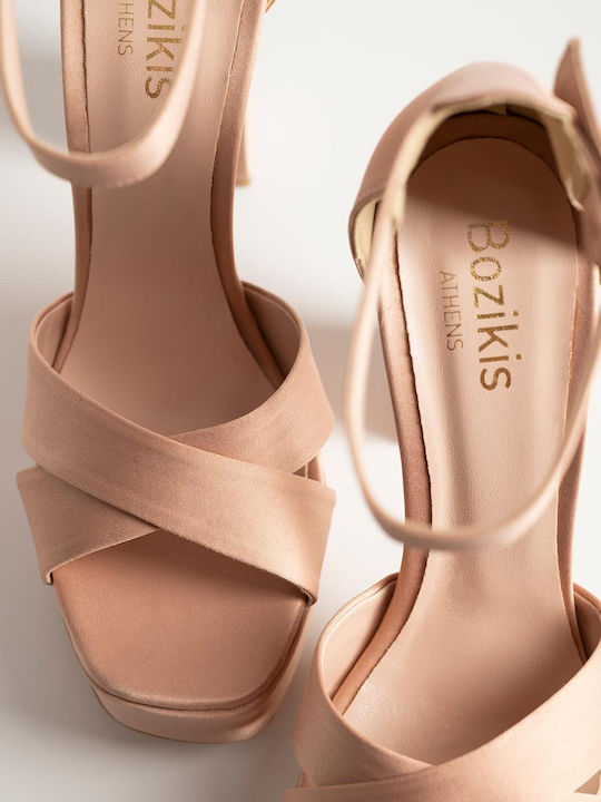 Bozikis Stoff Sandalen Rosa