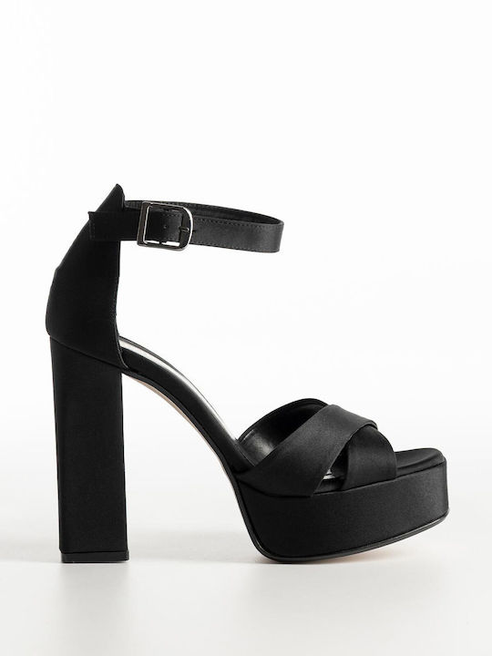 Bozikis Stoff Sandalen Schwarz