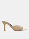 Suede Women's Mules with Thin High Heel in Turquoise Color