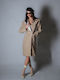 Damen Beige Kurzmantel mit Knöpfen