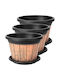 Belle Vous Set 3 Töpfe Fässer Kunststoff Brown/black