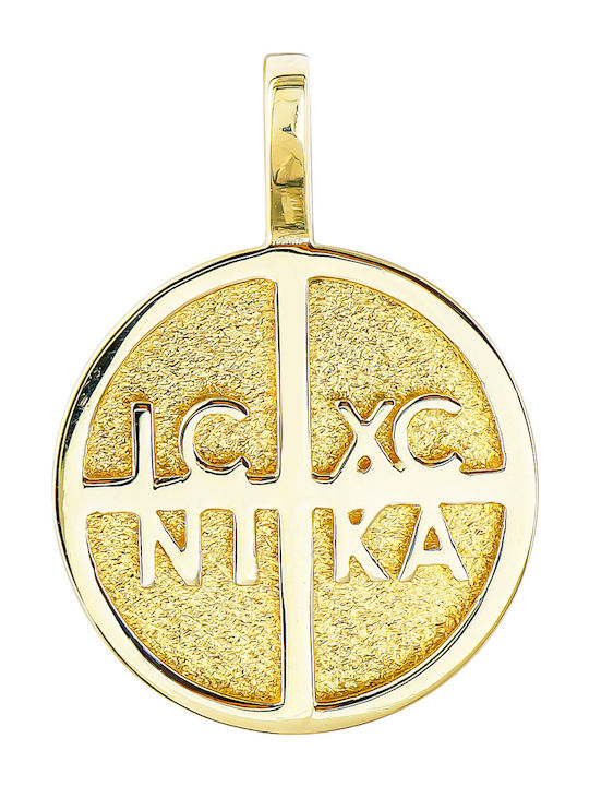 Kiriakos Gofas Yellow Pendant Kids Talisman Double Sided Konstantinato made of Gold 9K KN478