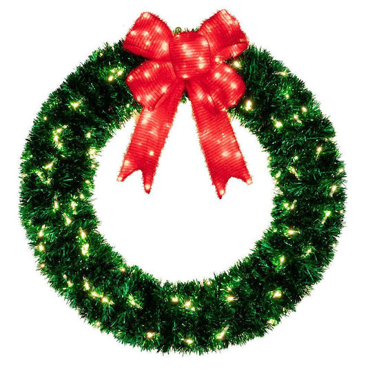Iliadis Christmas Fabric Lighted Decorative Wreath Electric Powered 85cm