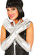 Long Carnival Gloves Silver 1pcs