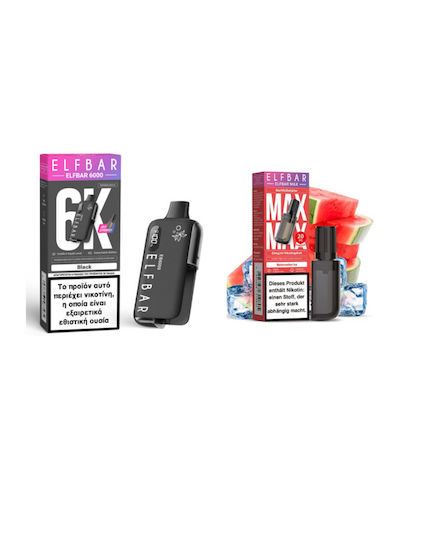 Elf Bar Disposable E-Cigarette 6000 Puffs Watermelon Ice 10ml 20mg Black