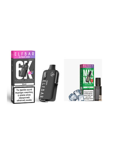 Elf Bar Elf Bar Einweg-E-Zigarette 6000 Einweg-E-Zigaretten Menthol 10ml 20mg Schwarz