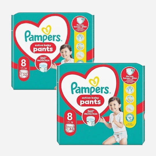 Pampers Πάνες Βρακάκι Active Baby Pants No. 8 για 17+kg 64τμχ
