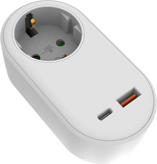 Eurolamp Πολύπριζο με 1 USB-A και 1 USB-C