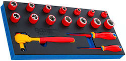 BGS Technic Set De Chei Tubulare Și Chei Cu Clichet 17 Bucăți