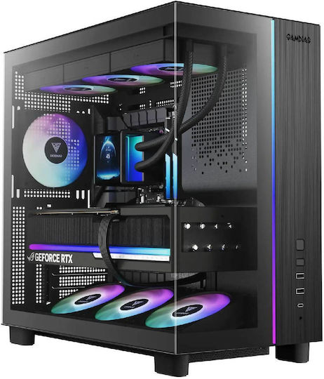 Gamdias Atlas M4 Gaming Midi Tower Κουτί Υπολογιστή με Πλαϊνό Παράθυρο Μαύρο