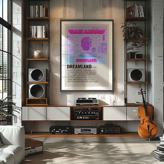 Музикален Плакат Dreamland Glass Animals Ms544 21см X 30см Бяла Рамка Pvc