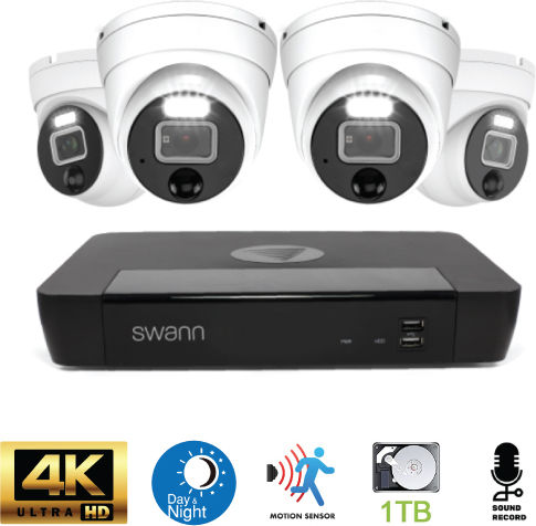 Swann Система за наблюдение 4 Камери Камери IP 8MP с Записващо устройство NVR & Твърд диск 1TB