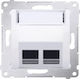 Kontakt-Simon Double Network Socket RJ45 in White Color DKP2S.01/11