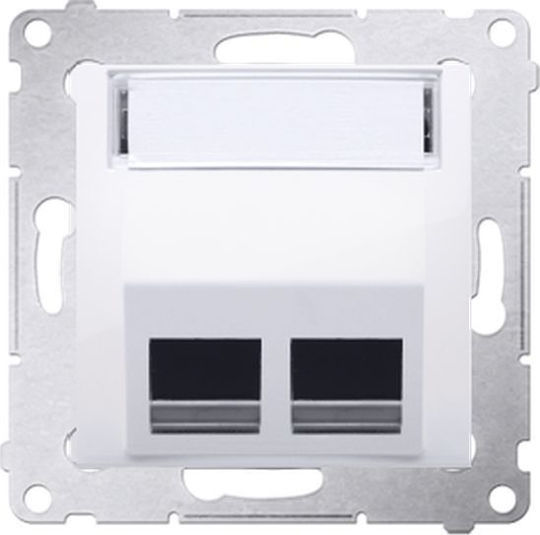 Kontakt-Simon Double Network Socket RJ45 in White Color DKP2S.01/11