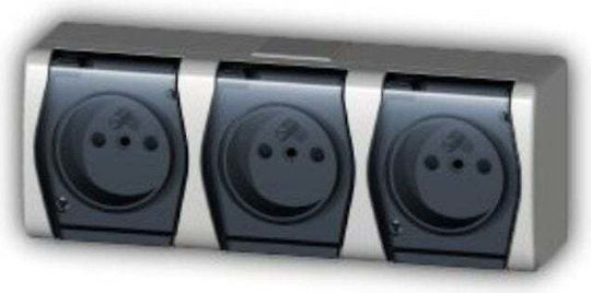 Elektro Plast Triple Waterproof Power Socket with Switch White
