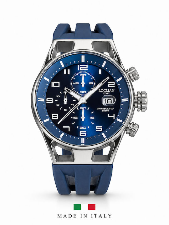 Locman Italy Men's Watch 41mm Battery with Blue Rubber Strap