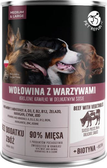 Pet Republic Υγρή Τροφή Σκύλων σε Κονσέρβα με Βοδινό και Λαχανικά 1250gr