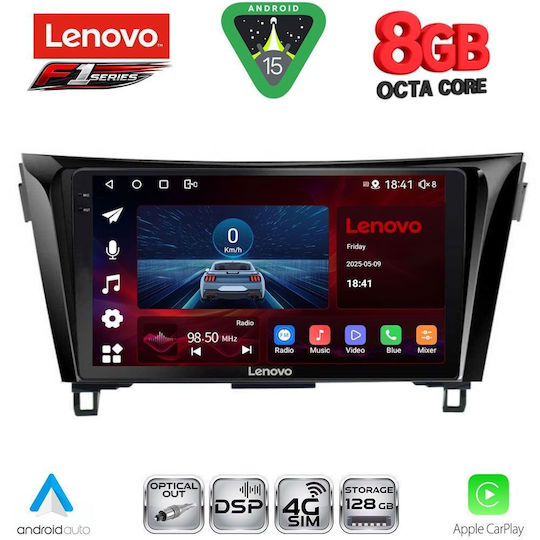 Lenovo Car Audio System for Nissan Qashqai / X-Trail 2014-2021 (Bluetooth/USB/WiFi/GPS/Apple-Carplay/Android-Auto) with Touch Screen 10"