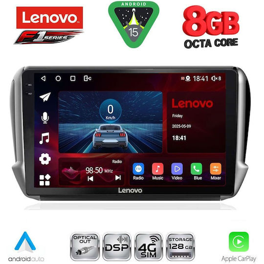 Lenovo Ηχοσύστημα Αυτοκινήτου για Peugeot 2008 2012-2021 (Bluetooth/USB/WiFi/GPS/Apple-Carplay/Android-Auto) με Οθόνη Αφής 10"