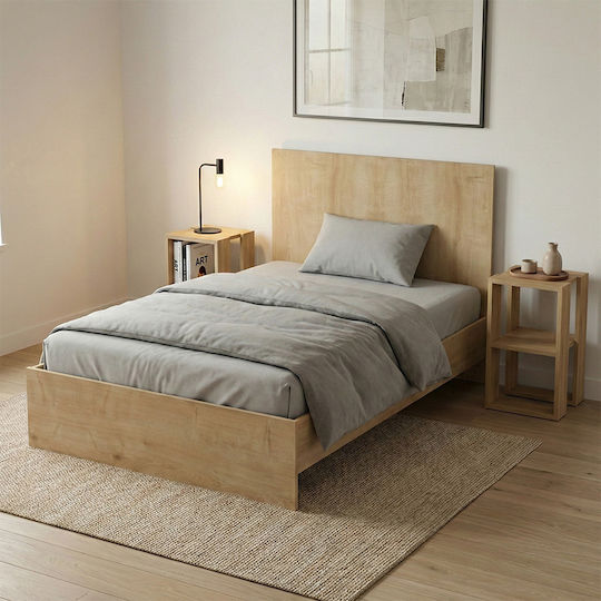 Troy Κρεβάτι Ημίδιπλο για Στρώμα 120x200cm Φυσικό Οξιάς