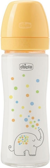 Chicco Γυάλινο Μπιμπερό Well Being Κατά των Κολικών με Θηλή Σιλικόνης για 0+ μηνών Γαλάζιο 240ml