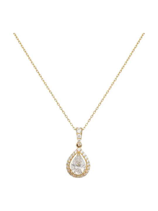 Necklace Rosette from Gold 14K with Zircon