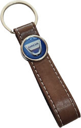 Leather Keychain Strap Brown Logo Enamel Dacia 20331-k