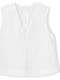 Women's Crop Top Cotton Sleeveless with V Neckline Off White
