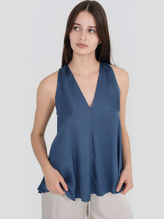 Philosophy Wear Γυναικεία Μπλούζα Σατέν Αμάνικη...
