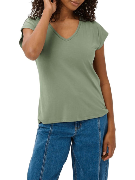 Damen Bluse mit V-Ausschnitt Bay Leaf Mint