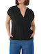 Women's Blouse with V Neckline Black