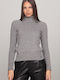 Women's Blouse Turtleneck Gray