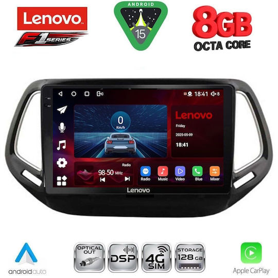 Lenovo Ηχοσύστημα Αυτοκινήτου για Jeep Compass 2016-2021 (Bluetooth/USB/WiFi/GPS/Apple-Carplay/Android-Auto) με Οθόνη Αφής 10"