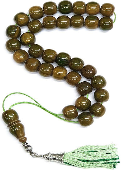 Roloi Komboloi Mastic Worry Beads with 33 Beads Green 39cm