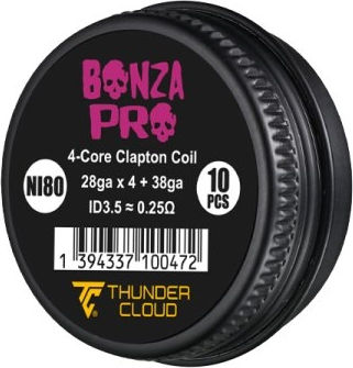 Thunder Cloud Bonza Pro 4 Core Fused Clapton Coils Ni80 10 Stück 0.25ω