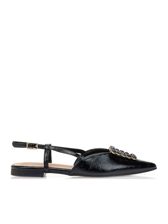 Tsoukalas Damen Ballerinas mit Riemen in Schwar...