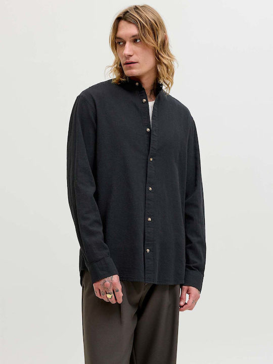 Jack & Jones Langärmeliges Leinenhemd Schwarz