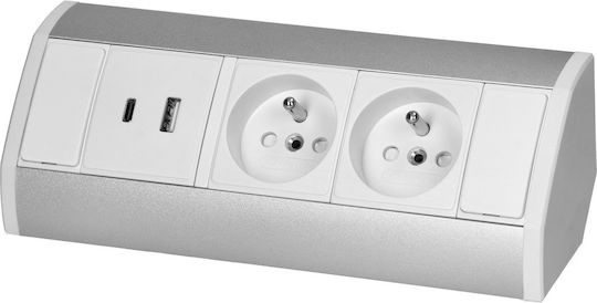 Orno Power Socket with 2 USB Ports White 1pcs