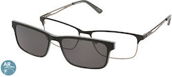 Solano Cl 10172a Men's Eyeglass Frame Polarized Clip-on Metal Black 56 Mm