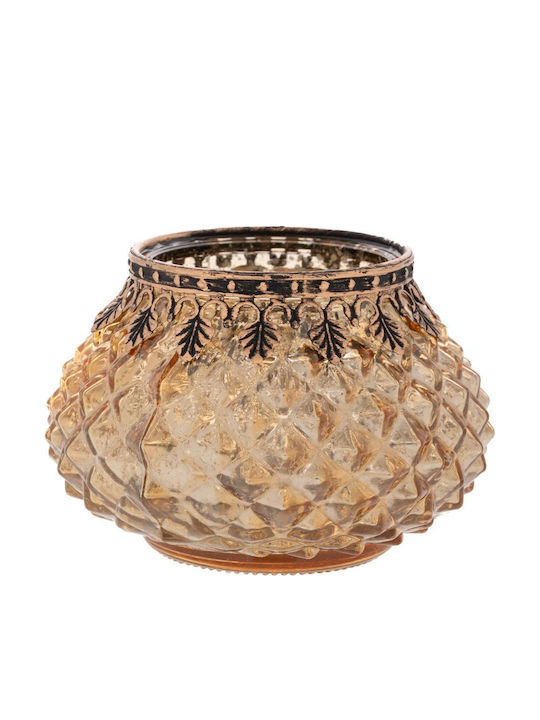 Iliadis Candle Holder suitable for Tealights Glass in Gold Color 11.5x8x11.5cm 1pcs