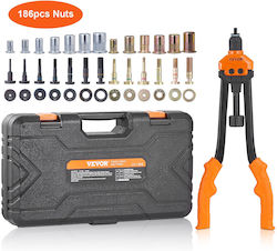 Vevor Nietmaschinen Set Für 40,6 Cm 13 Stücke Mit Metrischen SAE Achsen 186 Stücke Für Nietkopfe M3 M4 10-24 M5 M6 1/4-20 8-32 5/16-18 M8 3/8-16 M10 M12 1/2-13 Tragetasche
