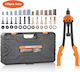 Vevor Rivet Nut Tool Riveter Set 40.6 Cm 13 Pieces Metric SAE Mandrels 186 Pieces Rivet Nuts M3 M4 10-24 M5 M6 1/4-20 8-32 5/16-18 M8 3/8-16 M10 M12 1/2-13 Carrying Case Mlmqwsbs16yc3fc0wv