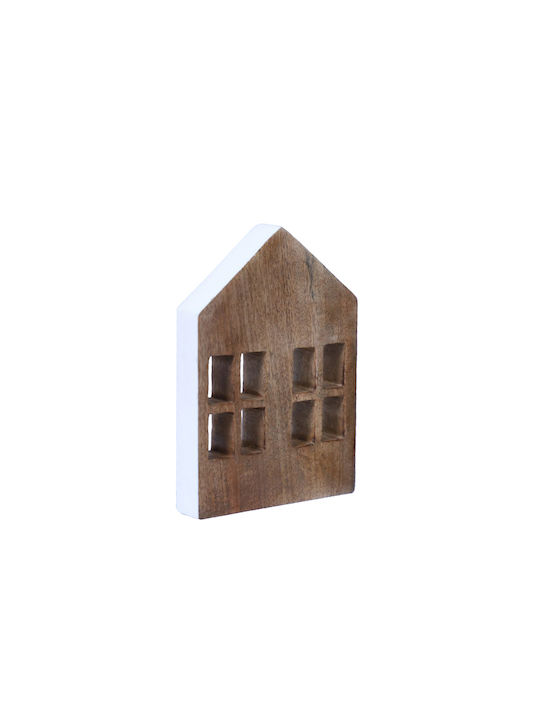 Muse Διακοσμητικο Σπιτι 12x3x18cm Ξυλο Mango Φυσικο Λευκο Σετ 6 Τμχ 023650