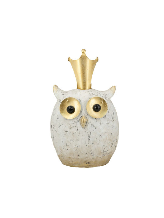 Artekko Animal Decorative Owl Magnesium White Patina 26.5x21x44.5 Cm