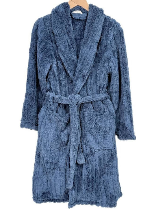 Lovelx Homewear Χειμερινή Ανδρική Ρόμπα Μπλε