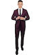 Men's Suit with Vest Bordeaux