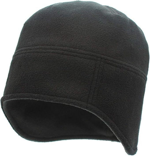 Σκουφάκι Διπλής Επένδυσης Αντιανεμικό Beanie Unisex Fleece Σκούφος Πλεκτός σε Μαύρο χρώμα