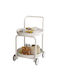 Round Side Table Metal with Wheels White 66.5x50x50 cm