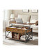 Rectangular Central Wooden Coffee Table with Lifting Mechanism Rustic Brown Black W100xD50xH49cm